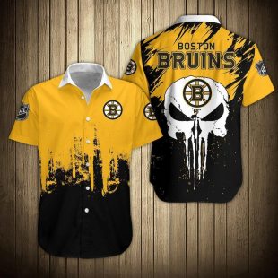 NHL Boston Bruins Shirts Skull Hawaiian Button Up Shirt