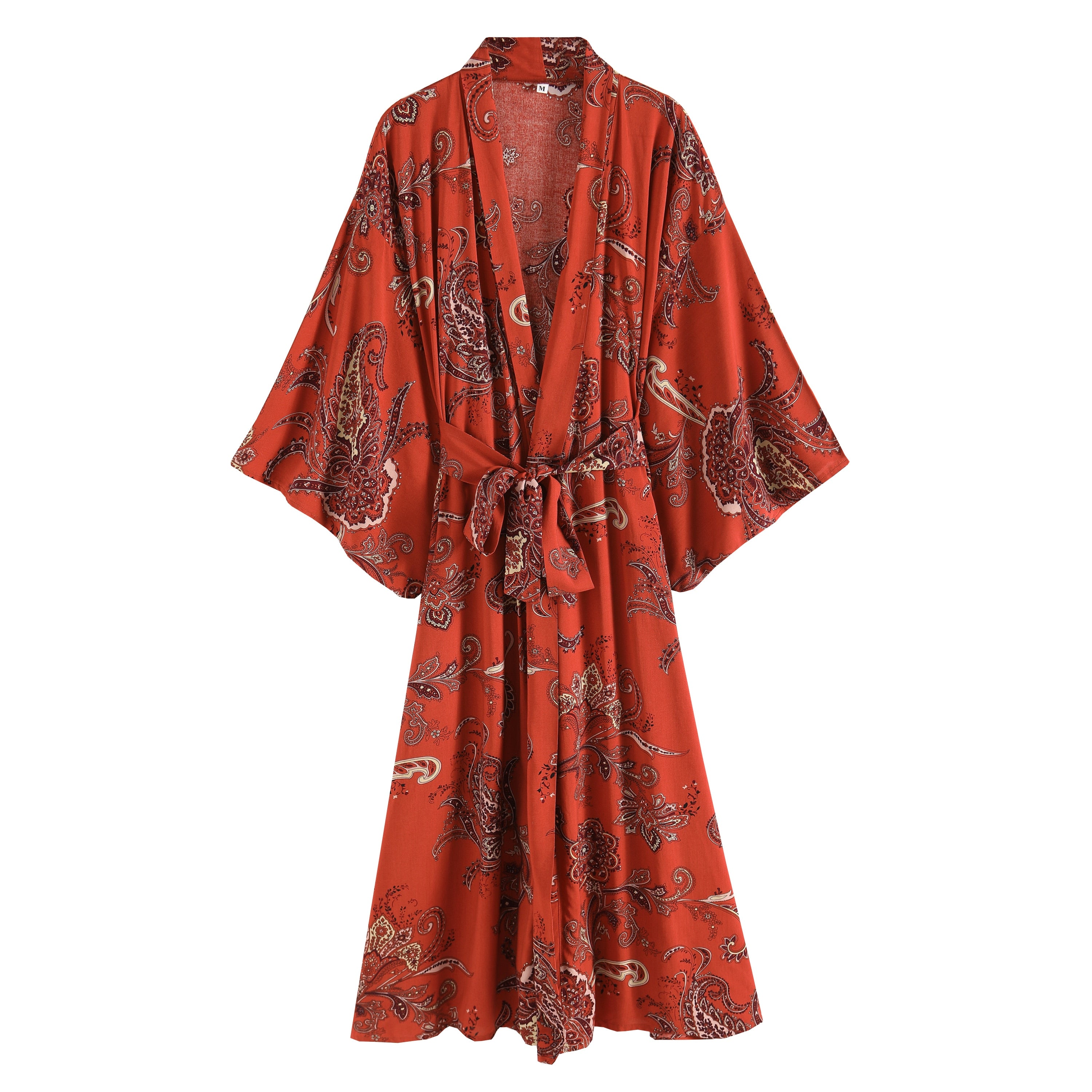 Vintage Floral Red Kimono Robe